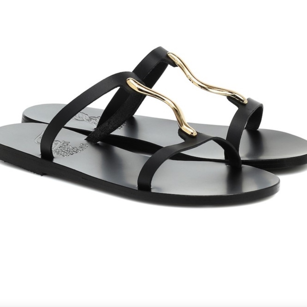 Ancient Greek Sandals ATEN black with gold size 38/8